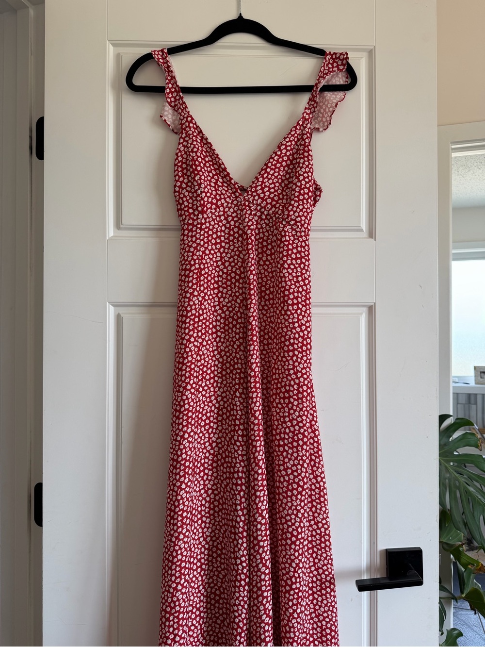 RESA Red Floral Slip Maxi Jumpsuit with Ruffled Straps